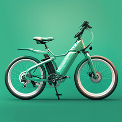 E Bike on a green background. Generative AI.
