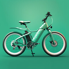 Fototapeta premium E Bike on a green background. Generative AI.