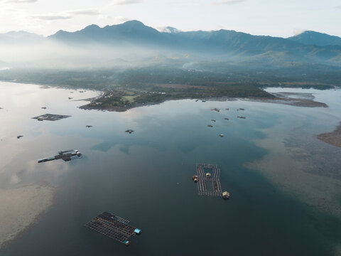 Aerial view of fish farm