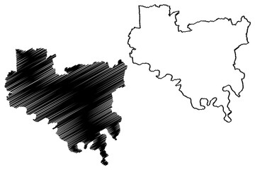 Unitary authority area, borough Darlington (United Kingdom of Great Britain and Northern Ireland, ceremonial county Durham, England) map vector illustration, scribble sketch map