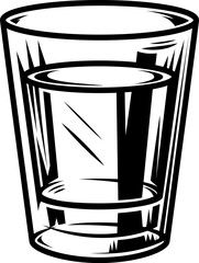 Illustration of cocktail in vintage monochrome style. Design element for logo, label, sign, poster, card, badge. Vector illustration