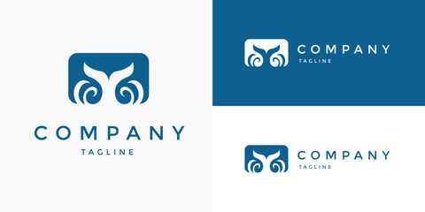 Wave Whale Tail Logo Design Vector Template for Brand Business Company