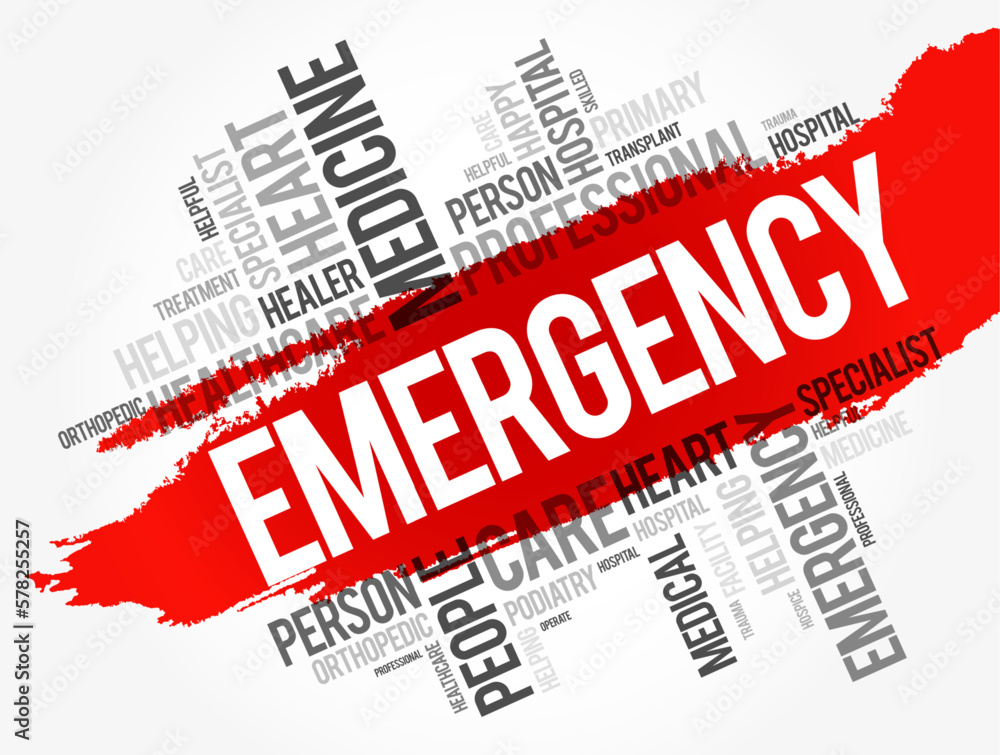 Wall mural emergency word cloud collage, healthcare concept background