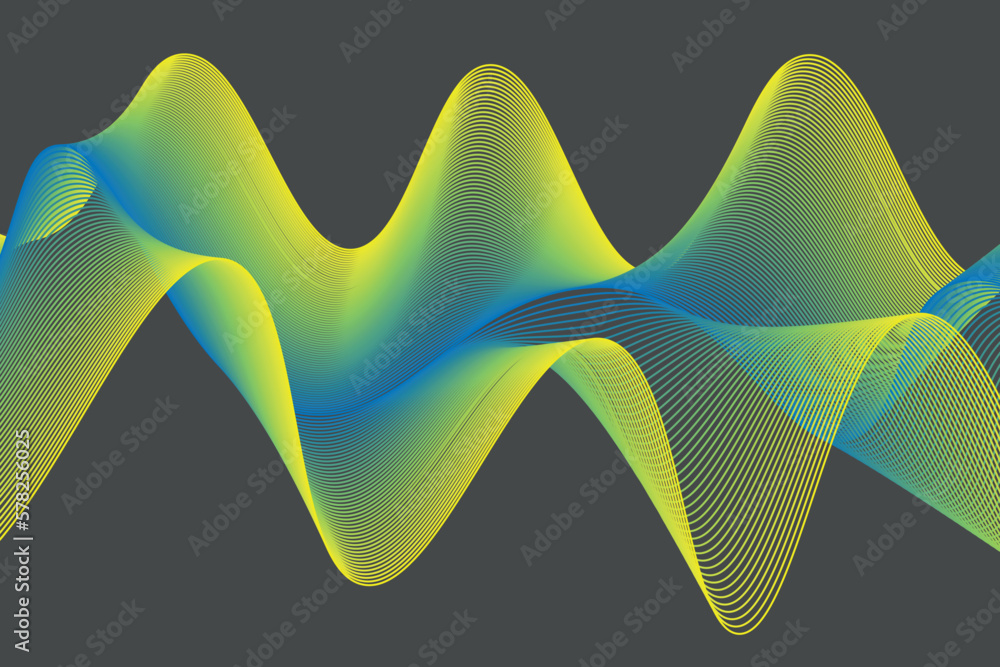 Poster yellow and green gradient wave abstract background. modern graphic for landing page and computer des