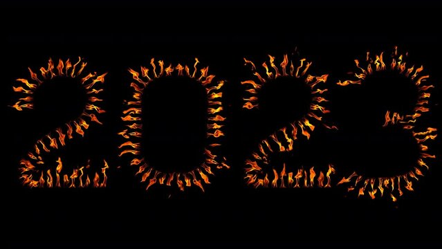 Happy New Year 2023 Christmas And New Year Holidays Celebration With Fire Background