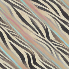 Seamless zebra pattern texture with pastel colors. AI Generative Art.
