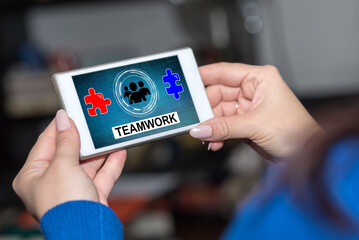 Teamwork concept on a smartphone