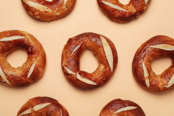 Concept of tasty food - bagel, top view