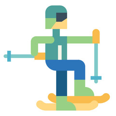 skiing flat icon style
