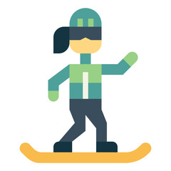 skiing flat icon style