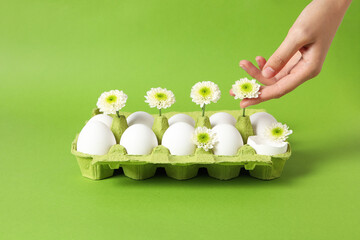 Concept of ingredients for cooking breakfast - eggs