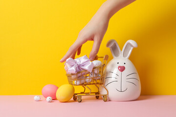 Concept of Easter shopping, holidays shopping concept