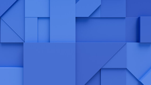 Fototapeta Blue 3D Blocks form a Futuristic abstract wallpaper. 3D Render . 