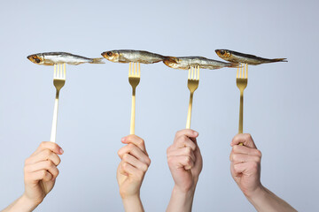 Concept of tasty food - delicious smoked fish