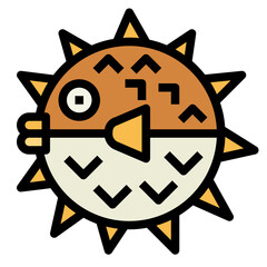 puffer fish filled outline icon style