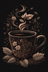 A cup of coffee art background image, generative ai
