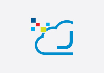 Cloud technology logo and Cloud Tech monogram Template and science and technology logo with letters