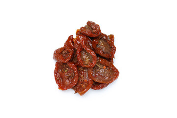 Concept of tasty food - delicious dried tomato, isolated on white background