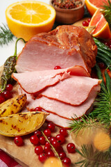 Concept of tasty food, ham, close up