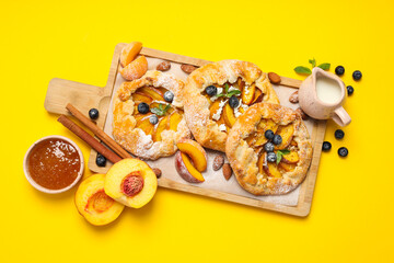 Fruit galette, composition for tasty food concept, top view
