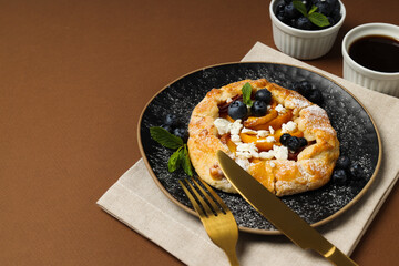 Fruit galette, composition for tasty food concept, space for text