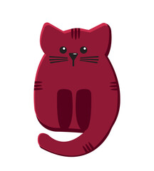 Red cartoon cat. Cute red cat. Cute ginger cat. Vector cartoon flat illustration. Funny playful kitten isolated on a white background.
