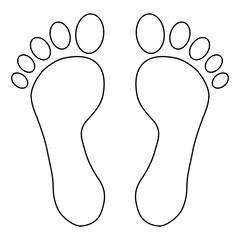 Foot print human sign, track walking design icon, outline vector illustration