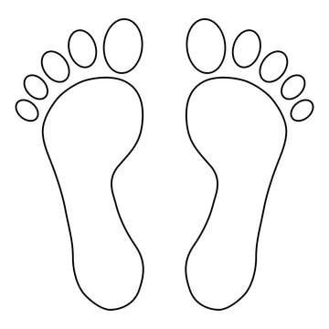 Foot print human sign, track walking design icon, outline vector illustration