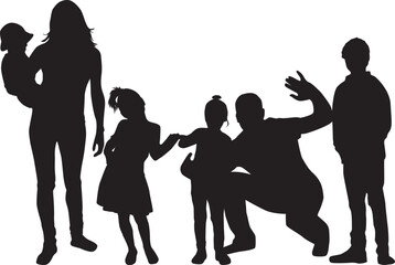 Vector silhouette of family.	
