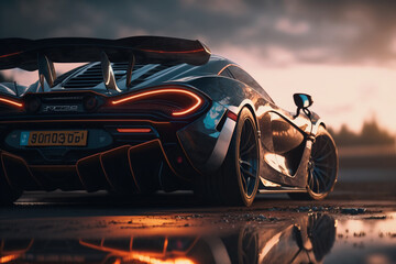 Naklejka premium car on the road Generative AI Technology