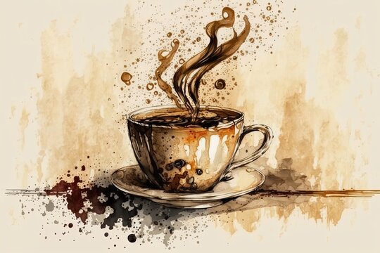 A cup of coffee art background image, generative ai