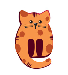 Red cartoon cat. Cute red cat. Cute ginger cat. Vector cartoon flat illustration. Funny playful kitten isolated on a white background.
