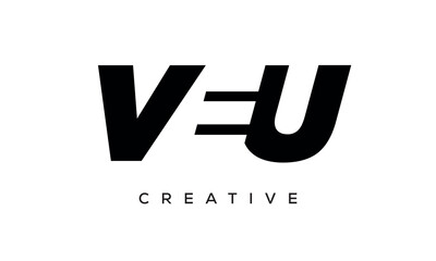 VEU letters negative space logo design. creative typography monogram vector
