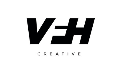 VFH letters negative space logo design. creative typography monogram vector