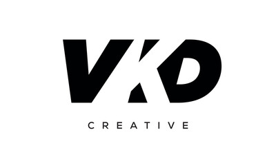 VKD letters negative space logo design. creative typography monogram vector