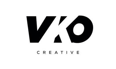 VKO letters negative space logo design. creative typography monogram vector