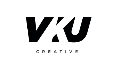 VKU letters negative space logo design. creative typography monogram vector
