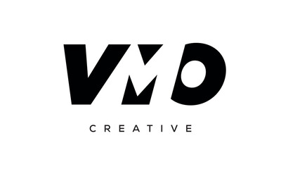VMO letters negative space logo design. creative typography monogram vector