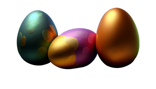 Easter eggs transparent background png generative ai