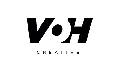 VOH letters negative space logo design. creative typography monogram vector