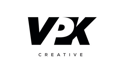 VPK letters negative space logo design. creative typography monogram vector