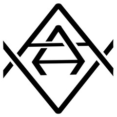 Black line drawing, Symbol design with letters A, V, A, Logo pattern.