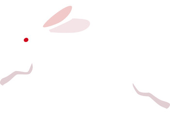 Jumping red-eyed white rabbit