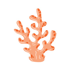 Coral reef underwater plants. Aquarium, ocean and undersea decoration isolated on white background. Cartoon vector illustration