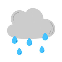 Fototapeta na wymiar Cute cartoon kawaii crying cloud with rain drops icon.