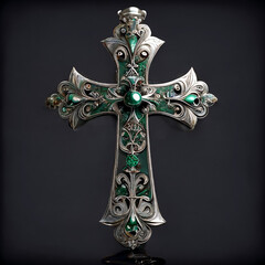 shining silver cross, AI Generated