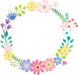 Beautiful wreath. Elegant round wreath of various flowers and plants.