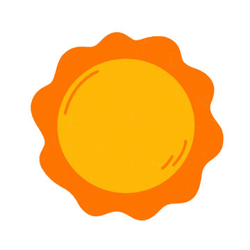 Smiling sun character with face and rays icon.