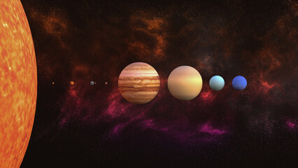 3D render - planets of the solar system lined up in one row © igor_zubkov