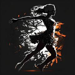 Obraz na płótnie Canvas Dancing Woman. Backlight. Generative AI